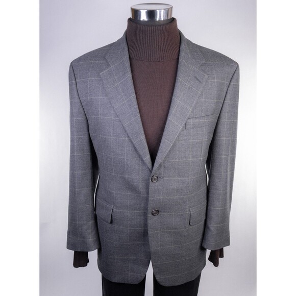 RALPH LAUREN Blazer Sport Coat Casual Jacket Size 42S Wool/Cashmere Windowpane - Picture 2 of 15